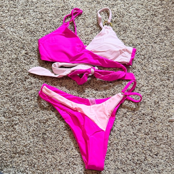 Other - Pink and Light Pink Twist Bikini Set